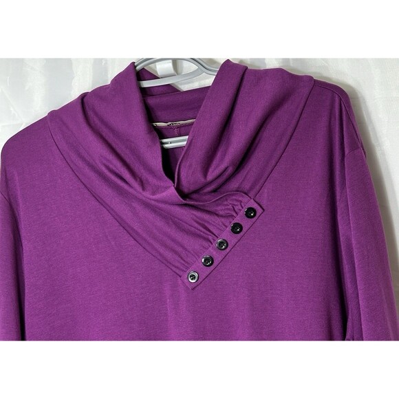 Gaharu Top Women’s XXL Floral Print Cute Long SL Button Cowl Neck Casual Tunic - Picture 2 of 12